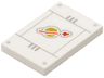 Tile 2 x 3 with Gold and Red Classic Space Logo on Panel with Light Bluish Gray Lines and Rivets Pattern