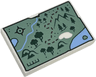 Tile 2 x 3 with Map with Sand Green Land, Bright Light Blue Water, Dark Green Trees and Mountains, Black Compass Rose and Dark Red Dotted Line Pattern