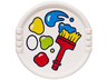 Duplo Utensil Disk with Paint Brush and Dark Azure, Lime, Red and Yellow Splotches Pattern