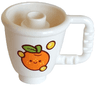 Duplo Utensil Cup with Stud Inside with Orange with Face, Lime Leaf and Stem, Yellow Freckles and Dots Pattern
