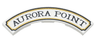 Tile, Round Corner 4 x 4 Macaroni with Black and Gold Sign Border and 'AURORA POINT' Pattern