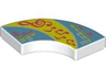 Tile, Round Corner 2 x 2 Macaroni with Bright Light Yellow and Medium Blue Rotating Panels, Coral  and Reddish Orange Equalizer Bars, Treble Clef and Music Notes Pattern