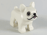 Dog, French Bulldog with Black Eyes, Nose and Whisker Dots, Light Bluish Gray Patch Around Right Eye, Bright Pink Tongue Pattern