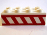 Brick 2 x 4 with Angled Red Stripes Between Two Horizontal Red Stripes Pattern