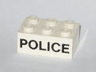 Brick 2 x 3 with Black 'POLICE' Sans-Serif Pattern
