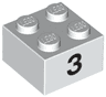 Brick 2 x 2 with Black Number 3 Pattern