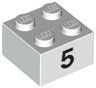 Brick 2 x 2 with Black Number 5 Pattern