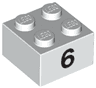 Brick 2 x 2 with Black Number 6 Pattern