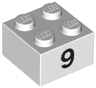 Brick 2 x 2 with Black Number 9 Pattern