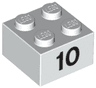 Brick 2 x 2 with Black Number 10 Pattern