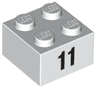 Brick 2 x 2 with Black Number 11 Pattern