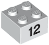Brick 2 x 2 with Black Number 12 Pattern