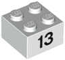 Brick 2 x 2 with Black Number 13 Pattern