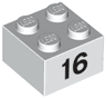 Brick 2 x 2 with Black Number 16 Pattern