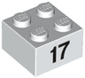 Brick 2 x 2 with Black Number 17 Pattern