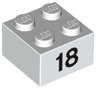 Brick 2 x 2 with Black Number 18 Pattern