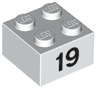 Brick 2 x 2 with Black Number 19 Pattern