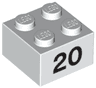 Brick 2 x 2 with Black Number 20 Pattern