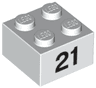 Brick 2 x 2 with Black Number 21 Pattern