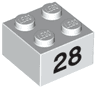 Brick 2 x 2 with Black Number 28 Pattern