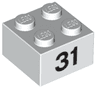 Brick 2 x 2 with Black Number 31 Pattern