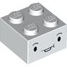 Brick 2 x 2 with Small Black Eyes, Eyebrows, and Closed Mouth with Tooth Pattern