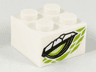 Brick 2 x 2 with Lime and Yellowish Green Dragon Eye, Lime Scales Pattern on Two Sides