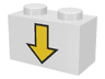 Brick 1 x 2 with Yellow Down Arrow and Black Border Pattern