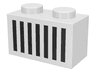 Brick 1 x 2 with Black Grille with 7 Vertical Lines Pattern
