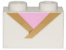 Brick 1 x 2 with Gold Trim and Bright Pink Triangle Pattern