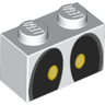 Brick 1 x 2 with Large Black Eyes Looking Straight with Bright Light Yellow Pupils Pattern (Super Mario Dry Bones)
