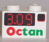 Brick 1 x 2 with Red Digital '3.09' on Black Rectangle, Octan Logo Pattern