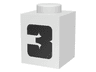Brick 1 x 1 with Black Number 3 Pattern