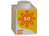 Brick 1 x 1 with Number 50 in Orange Sun on Yellow Background Pattern