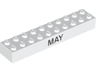 Brick 2 x 10 with Black 'MAY' and 'JUNE' Pattern on Opposite Sides