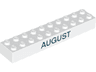 Brick 2 x 10 with Black 'JULY' and 'AUGUST' Pattern on Opposite Sides