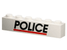 Brick 1 x 6 with Black 'POLICE' and Red Line Pattern