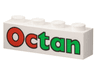 Brick 1 x 4 with Red and Green 'Octan' Pattern