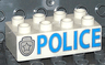 Duplo, Brick 2 x 4 with 'POLICE' and Star Badge Silver Pattern