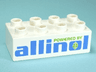 Duplo, Brick 2 x 4 with 'POWERED BY allinol' Pattern