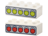 Duplo, Brick 2 x 4 with 5 Race Start Lights on Silver Background, Lime Lights / Red Lights Pattern