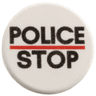 Road Sign 2 x 2 Round with Clip with Black 'POLICE' and 'STOP', Red Line Pattern