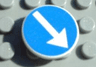 Road Sign 2 x 2 Round with Clip with Arrow on Blue Background Pattern