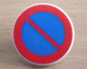 Road Sign 2 x 2 Round with Clip with Blue and Red No Parking Pattern