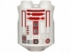 Brick, Round 2 x 2 x 2 Robot Body with Black Outline Small Rectangles, Dark Red Lines and Dark Red Pattern (R4-P17)