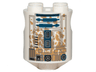 Brick, Round 2 x 2 x 2 Robot Body with Dark Bluish Gray and Dark Blue Lines and Droid Details, Dark Tan Dirt Stains Pattern (SW R2-D2)