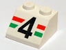 Slope 45 2 x 2 with Black Number 4 and Red and Green Stripes Pattern