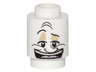 Brick, Round 1 x 1 with Black Thin Eyebrows, Right Raised, Upper Eyelids, Tan Eye Shadow, Nose, Forehead Creases, Wide Open Mouth Smile with Top Teeth and Bright Pink Tongue Pattern (Lumière {Lumiere} Face)