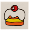 Tile 2 x 2 with Fabuland Cake, Icing and Red Cherry Pattern