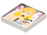 Tile 2 x 2 with Black 'Love', Dark Pink Stars, and Female Singer Pattern